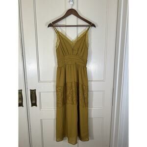 Moon River Lace Applique Sun Dress Womens Size XS Yellow Boho Gypsy Festival